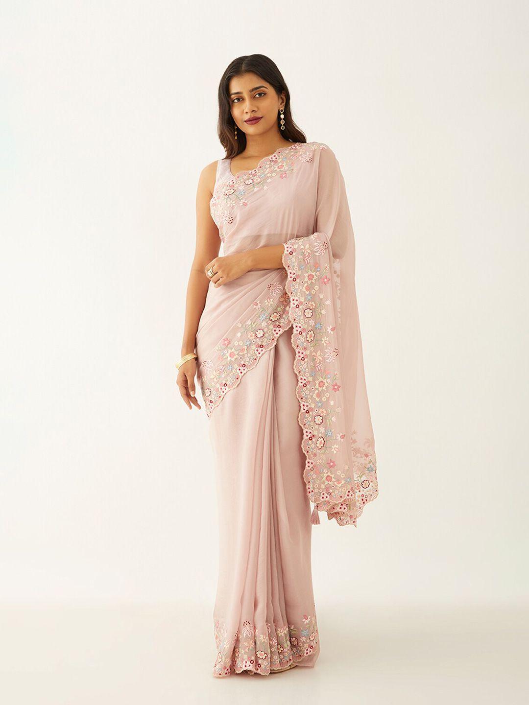 taneira floral embroidered saree