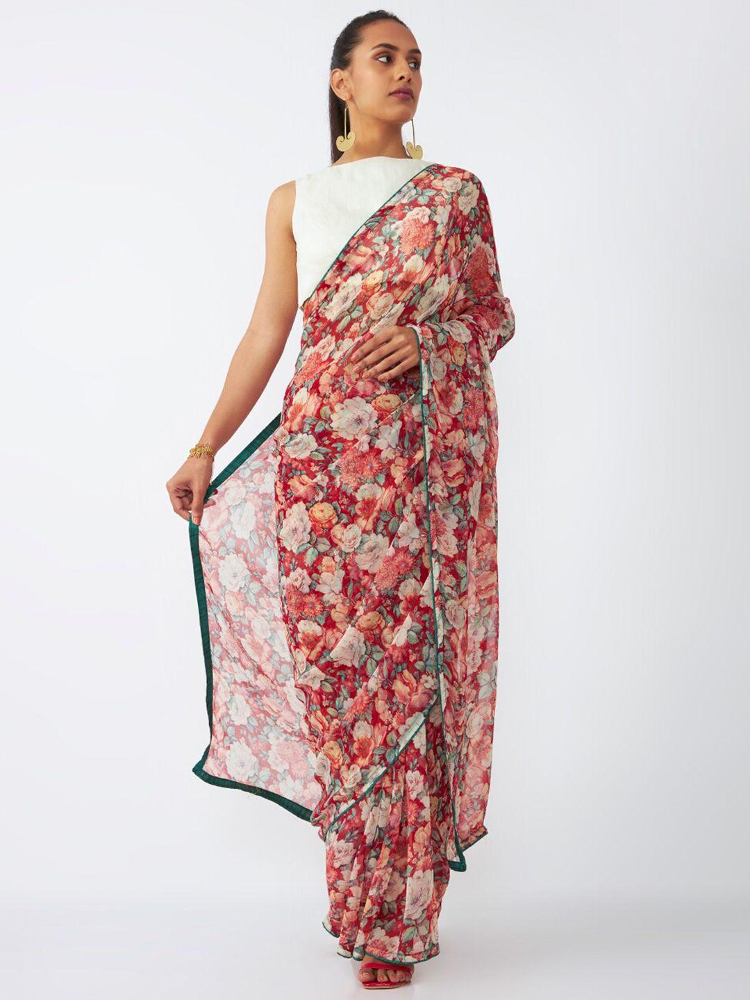 taneira floral printed bagh saree