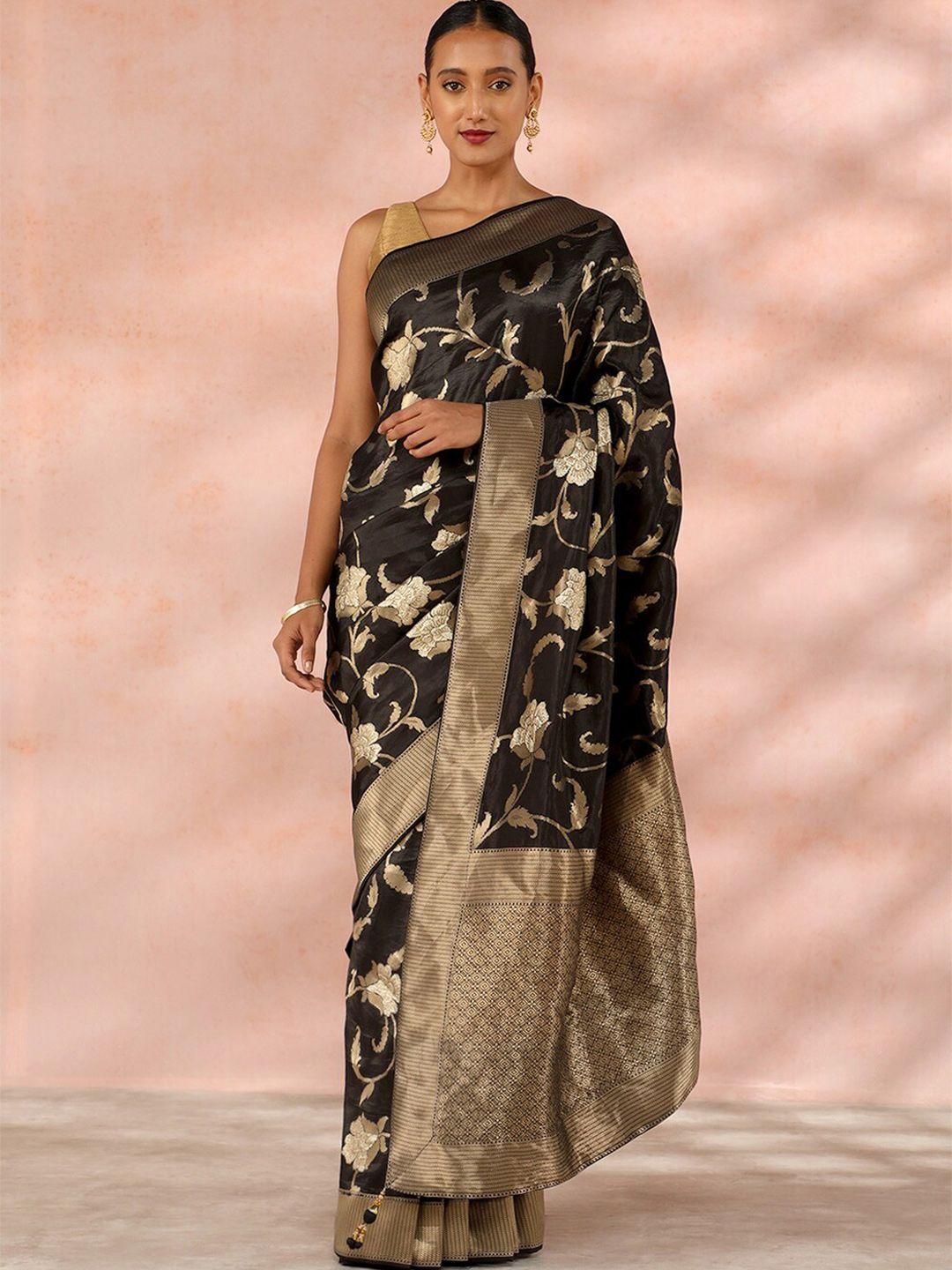 taneira floral woven design zari saree