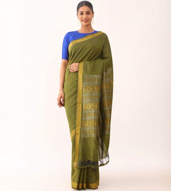 taneira green chattisgarh woven pure tussar silk saree