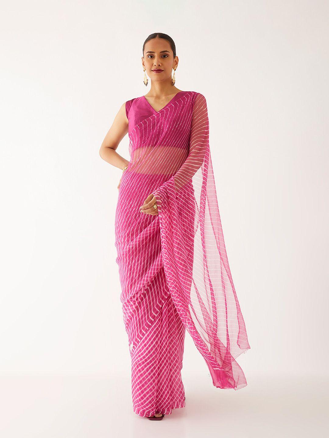 taneira leheriya printed pure georgette saree