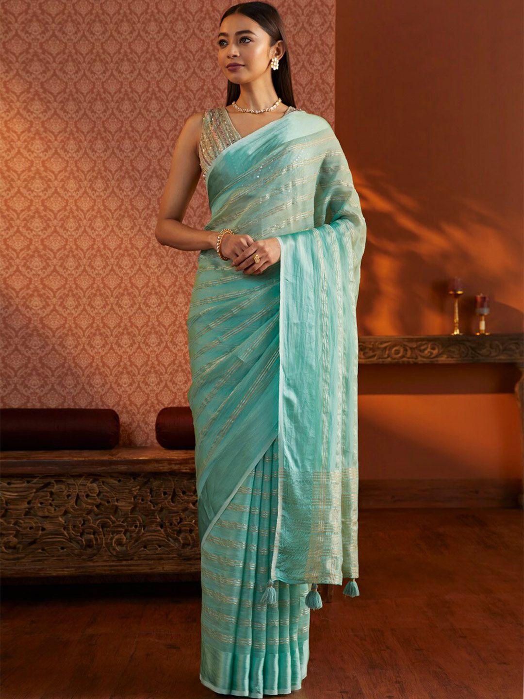 taneira striped zari saree