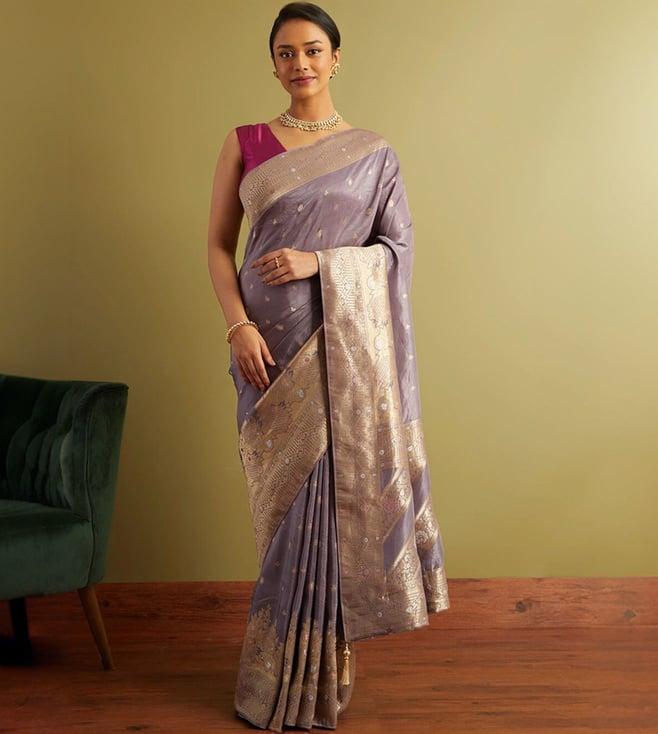 taneira violet woven viscose luxe saree