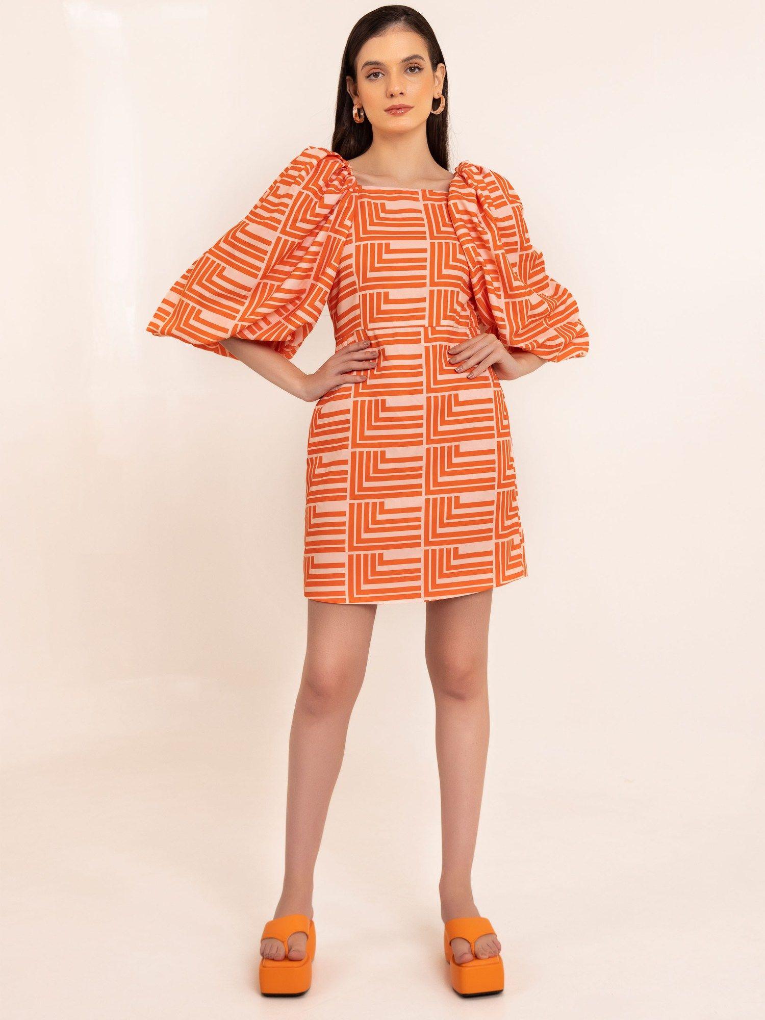tangy orange bodycon backless dress