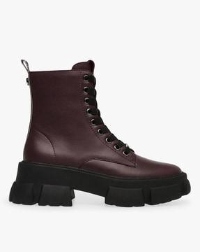 tanker lace-up ankle-length boots