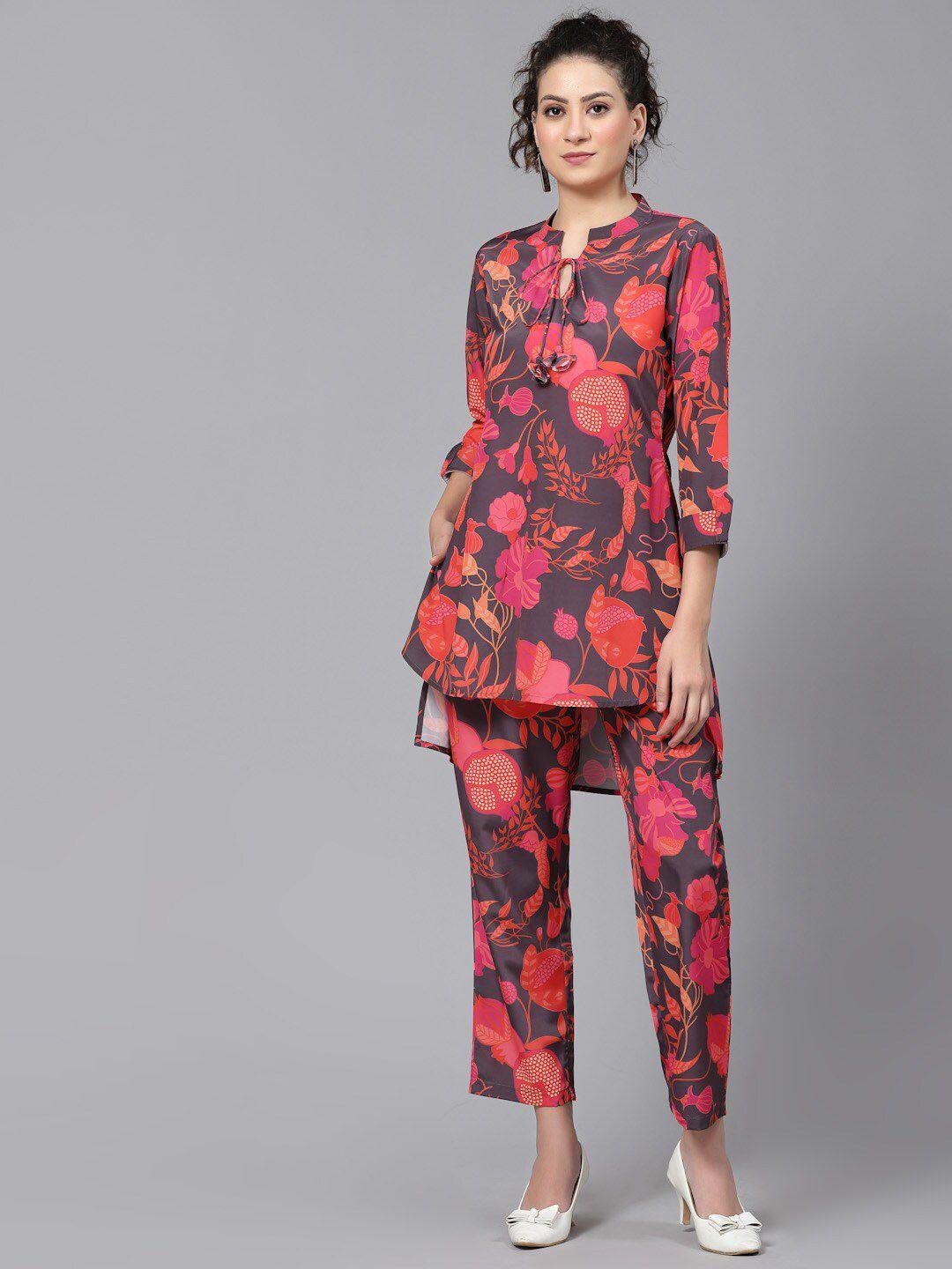 tankhi floral printed tunic with trouser co-ords