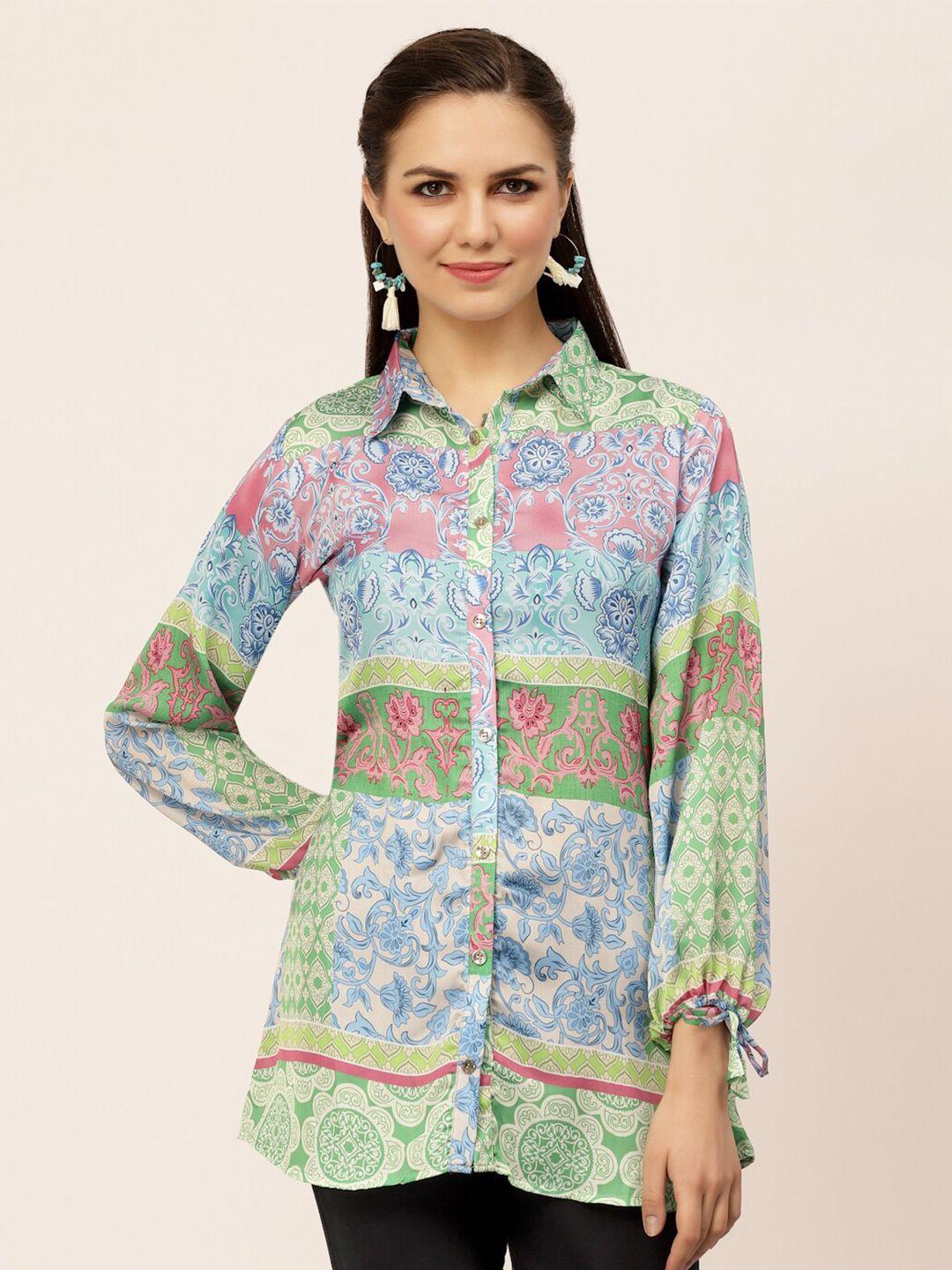 tankhi comfort ethnic motifs printed silk casual shirt