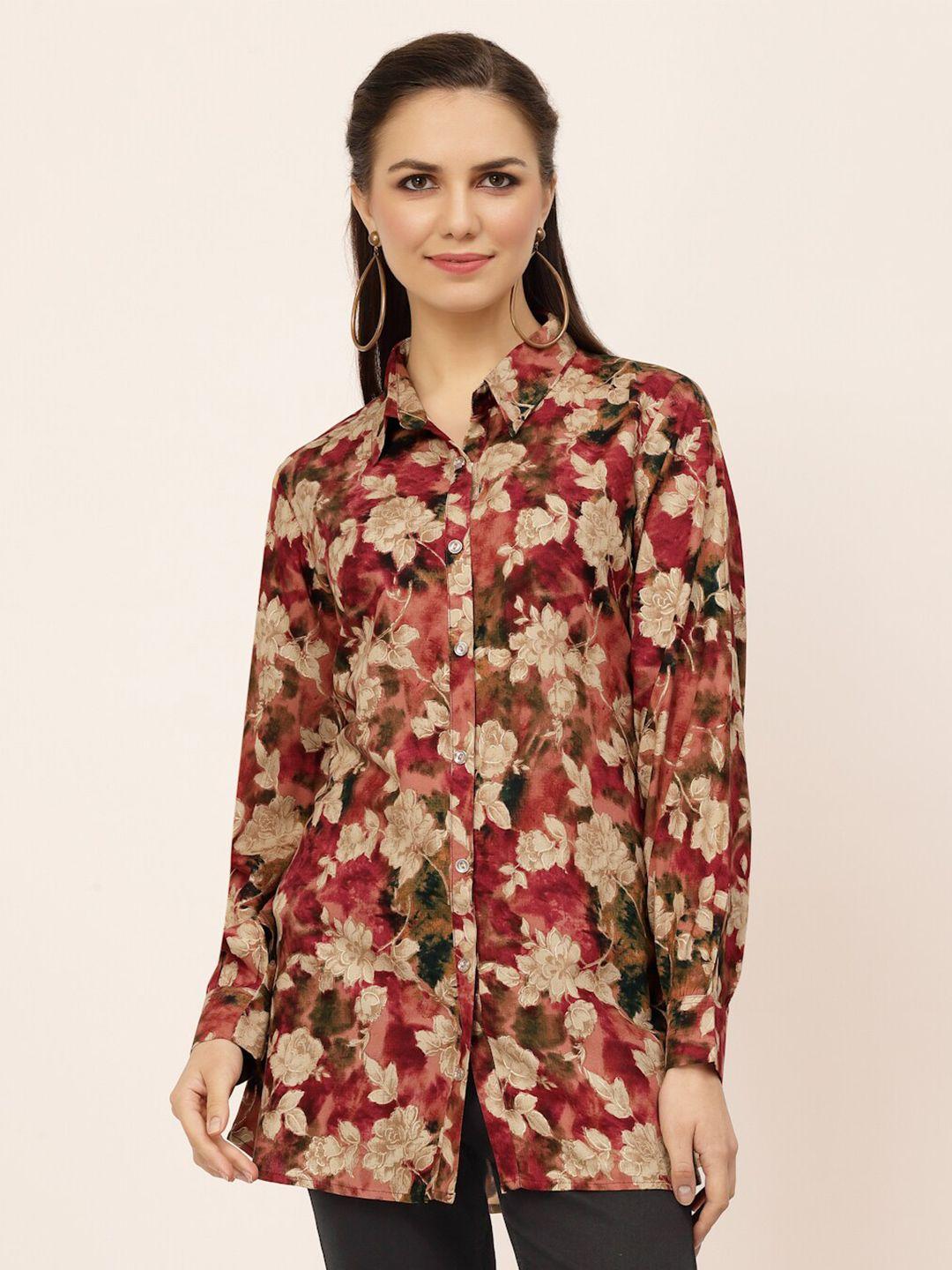 tankhi comfort floral printed silk casual shirt