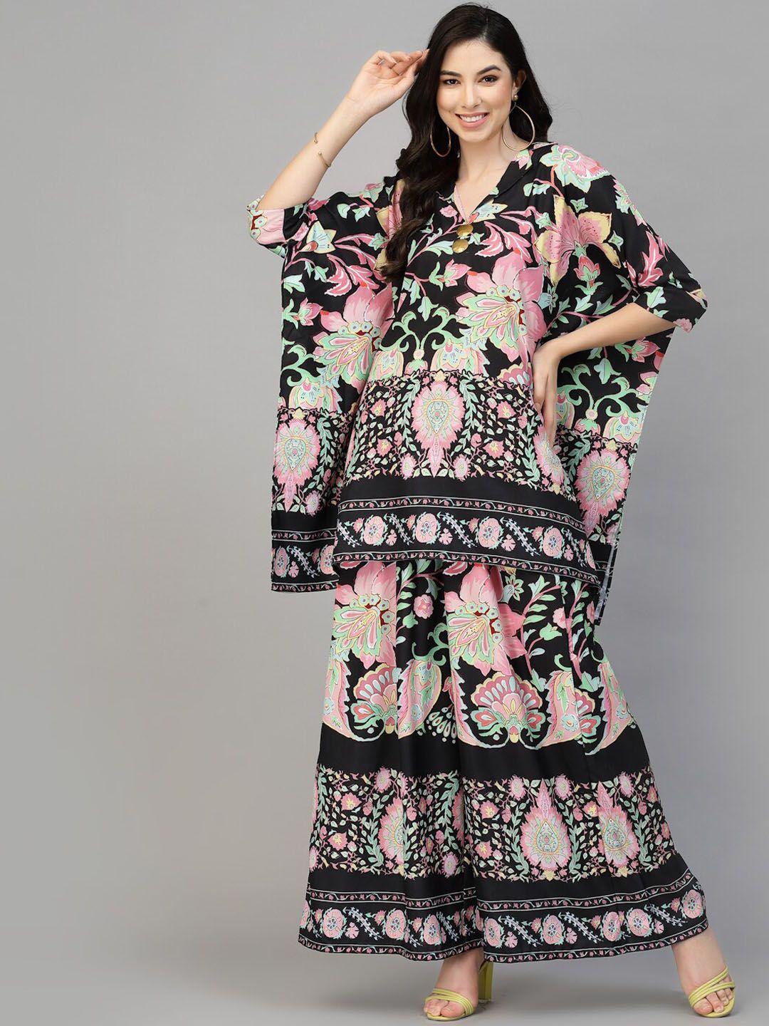 tankhi floral printed kaftan top with palazzo co-ords set