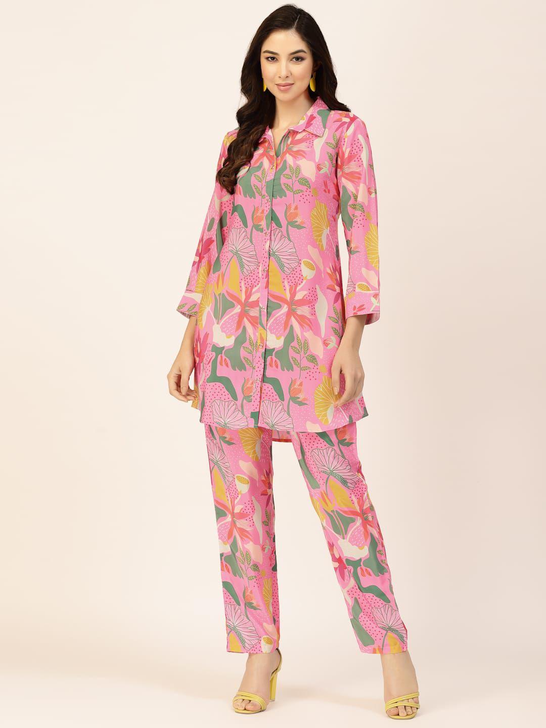 tankhi floral printed shirt with trouser co-ords set