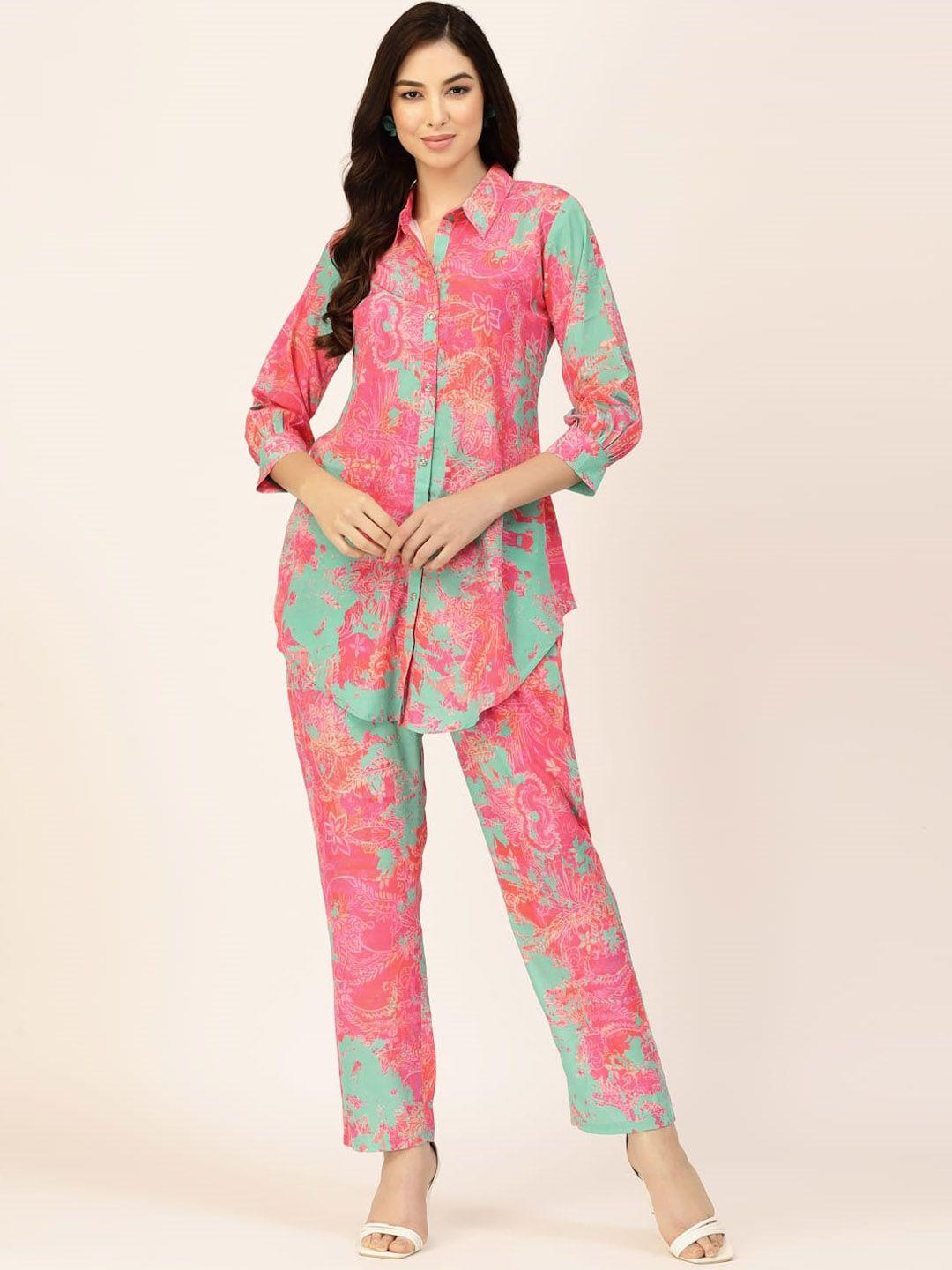 tankhi floral printed shirt with trousers co-ords set