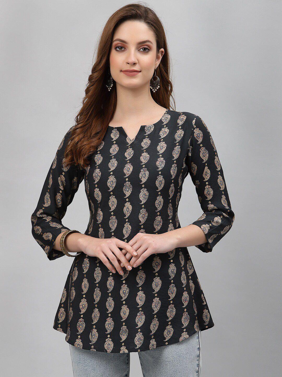 tankhi women grey ethnic motifs printed tunic