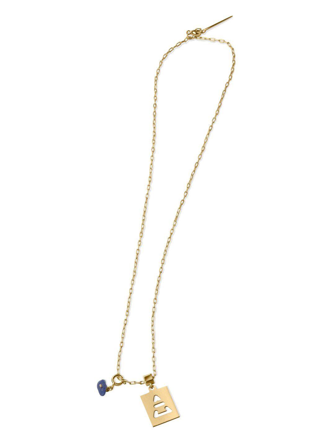 tann trim 18kt gold-plated stone-studded necklace