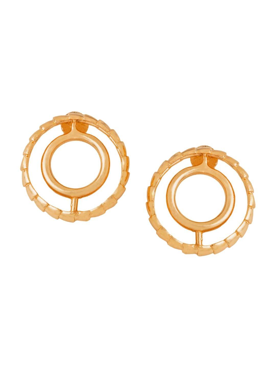 tann trim gold-plated contemporary studs earrings