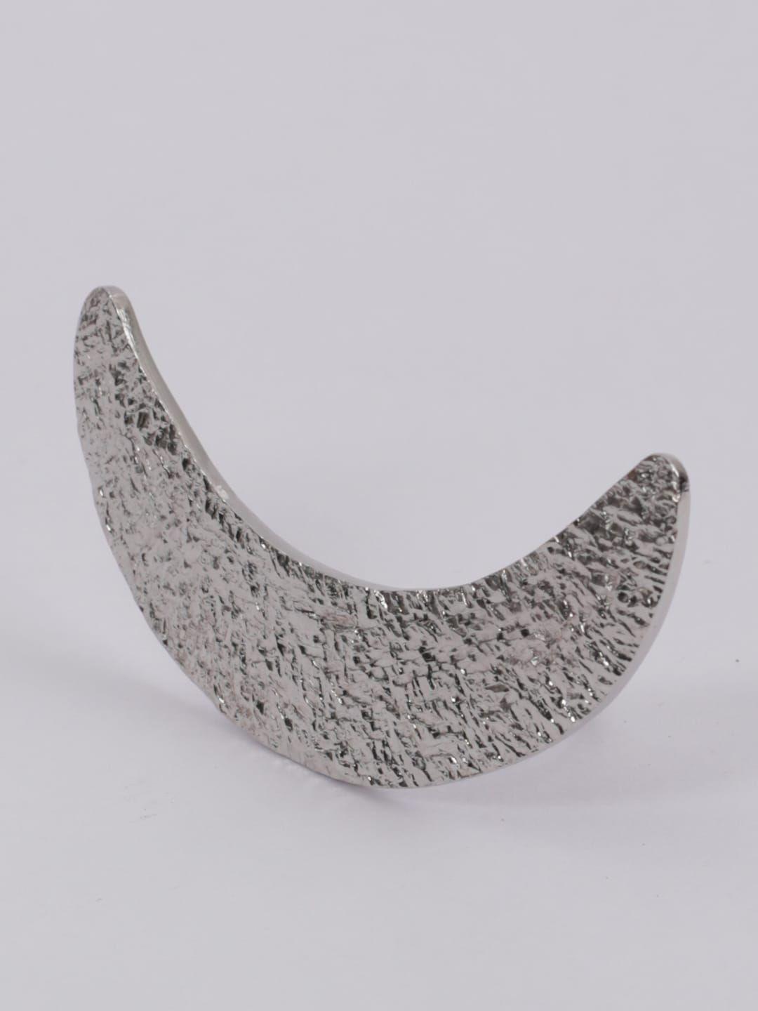 tann trim silver-plated crescent ring