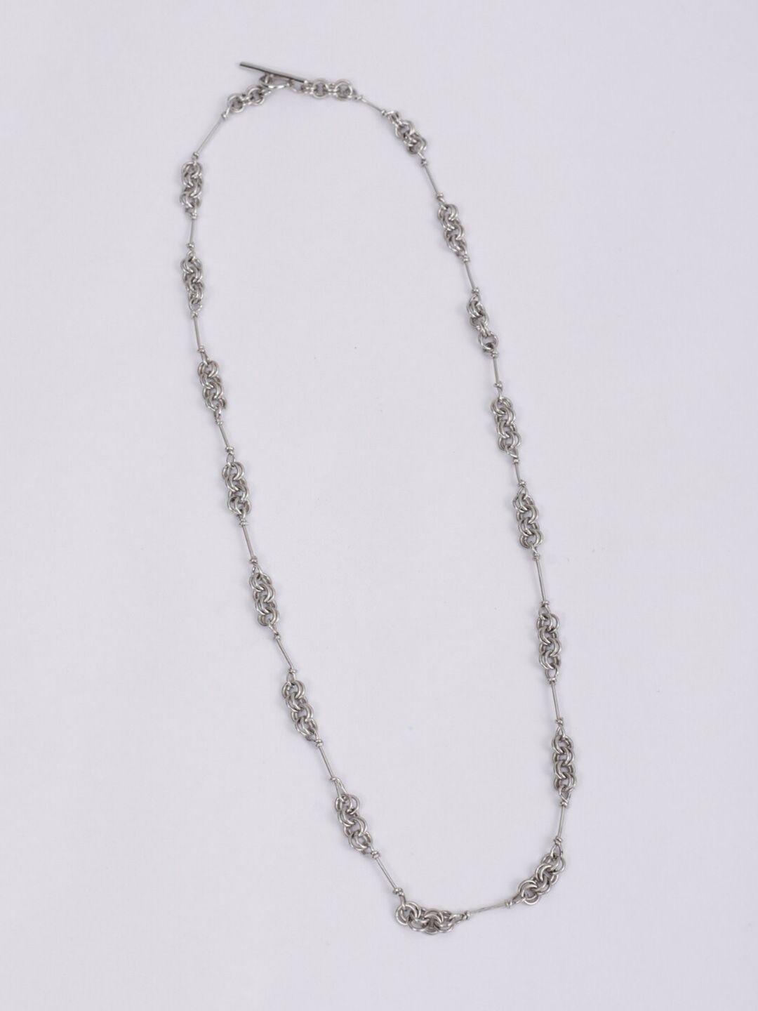 tann trim silver-plated link necklace