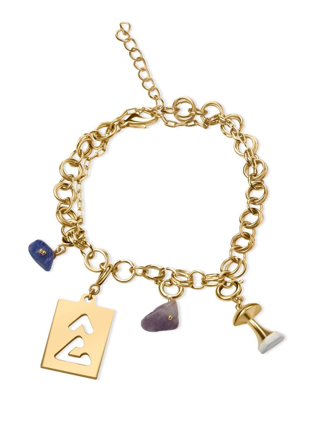 tann trim women gold-plated artificial beads link bracelet