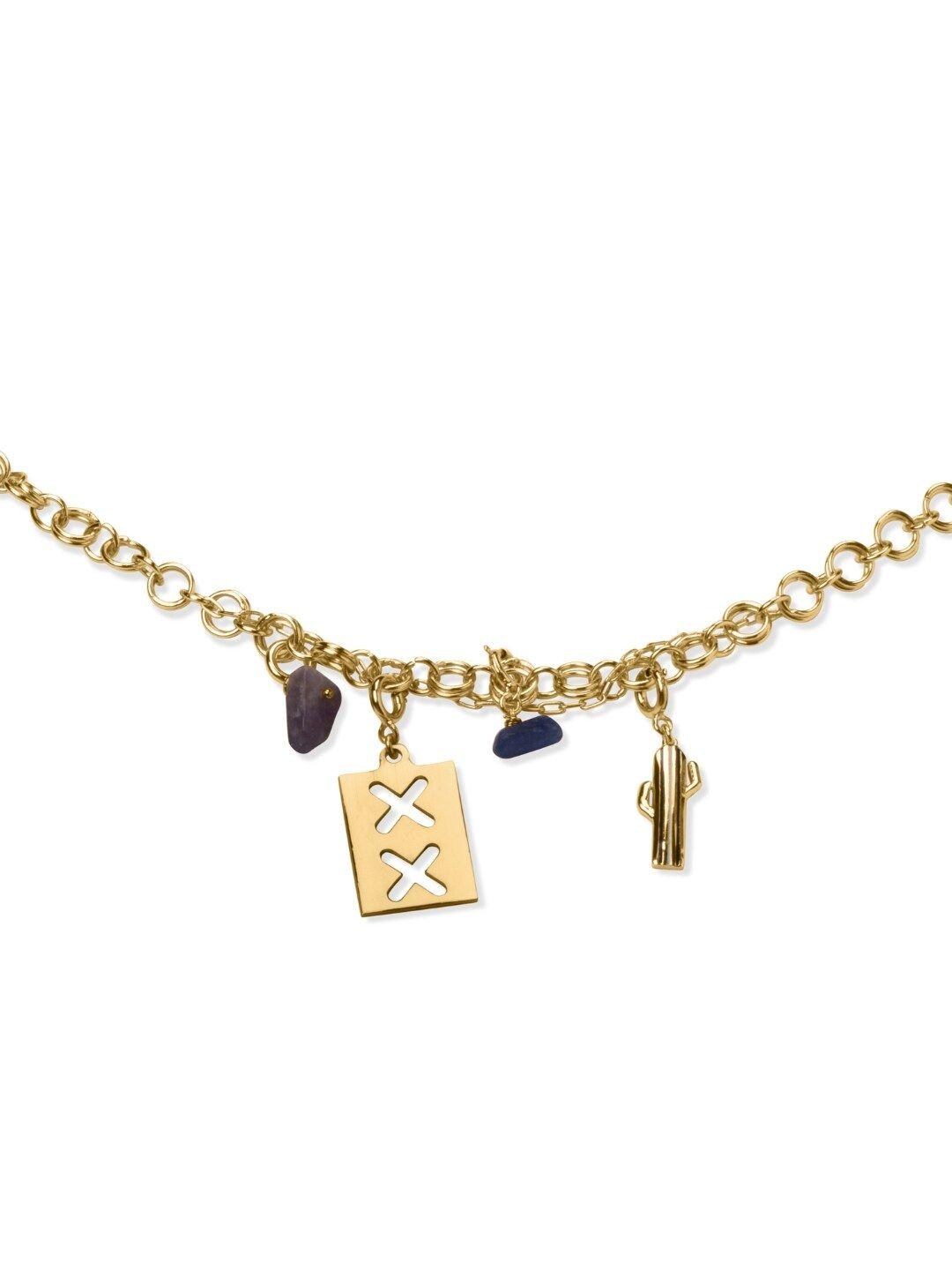 tann trim women gold-plated artificial beads link bracelet