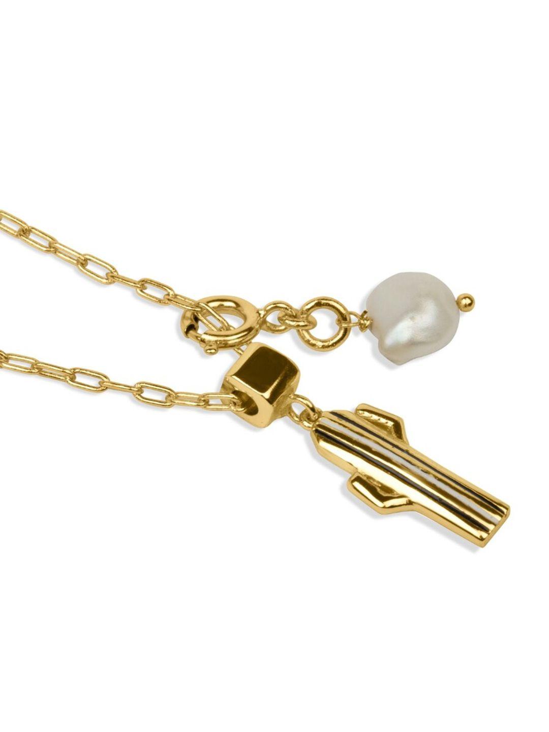 tann trim women gold-plated pearls link bracelet