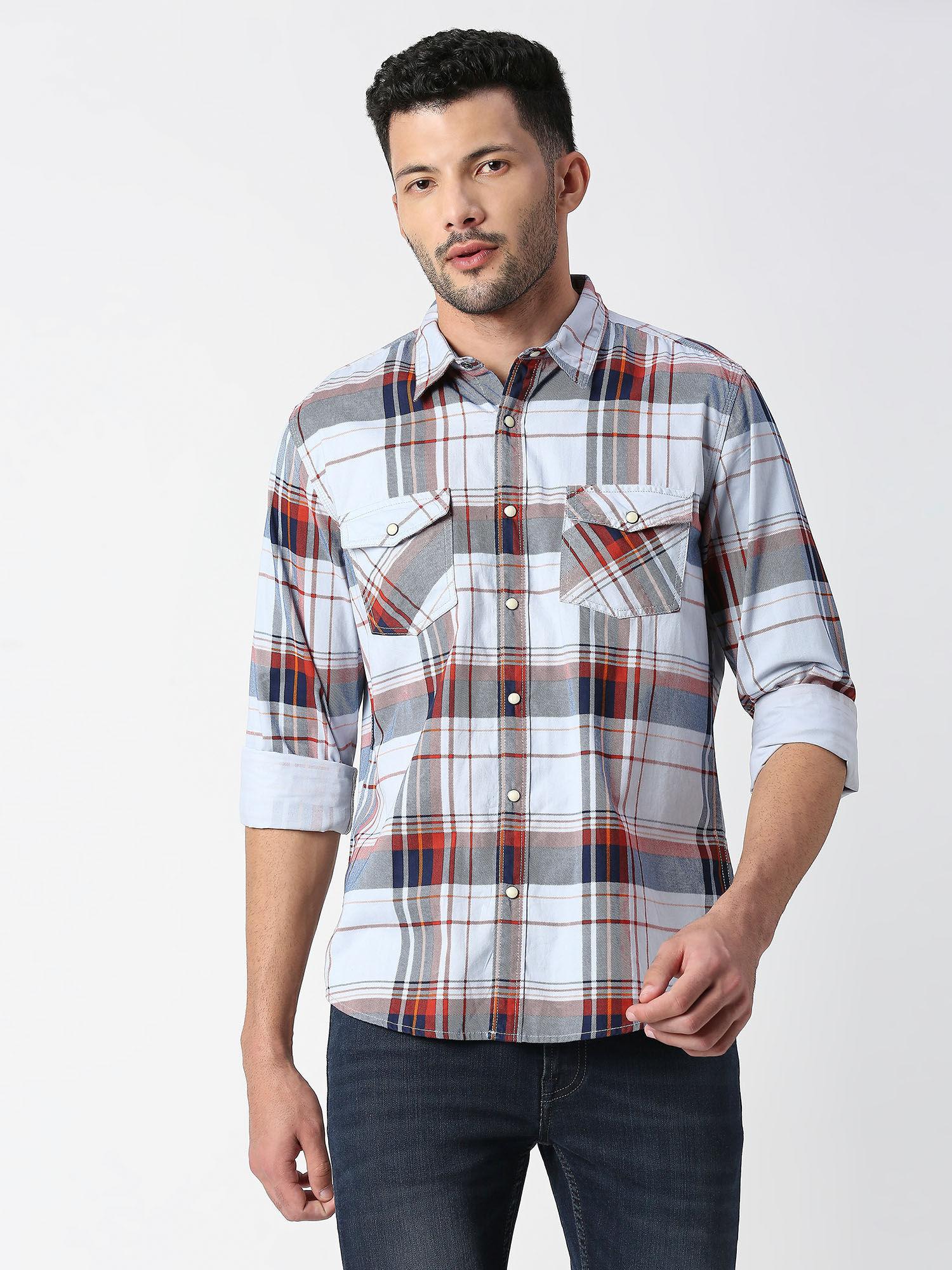 tanner full sleeves printed checks casual shirt