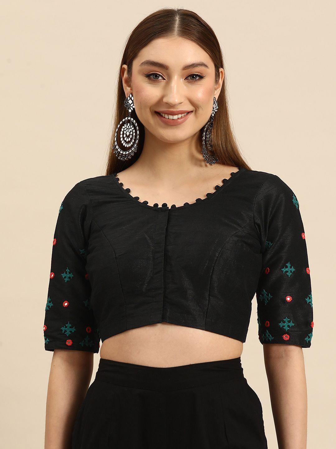 tantkatha embroidered thread work saree blouse
