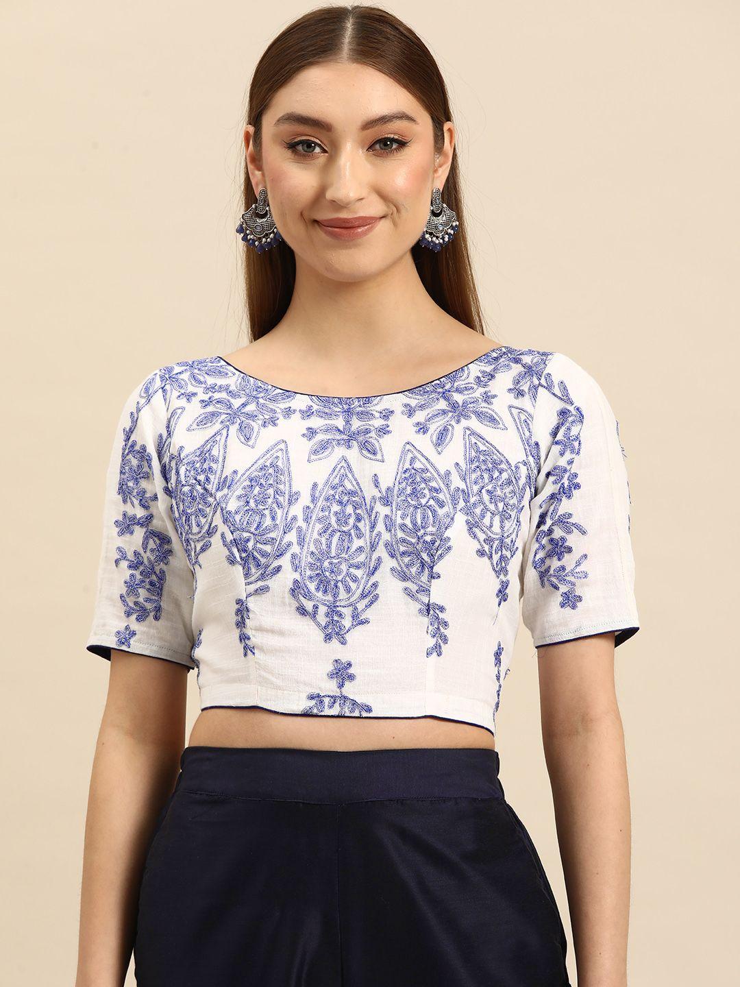 tantkatha embroidered thread work saree blouse