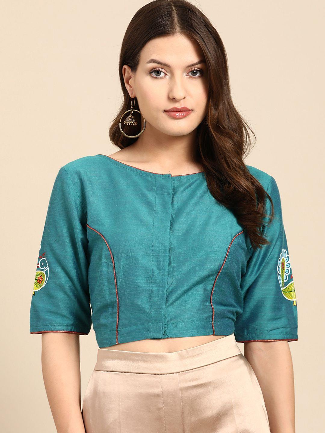 tantkatha kalamkari hand painted padded chanderi silk saree blouse