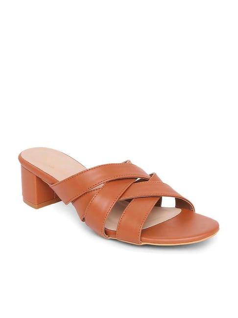 tao paris women's tan cross strap sandals