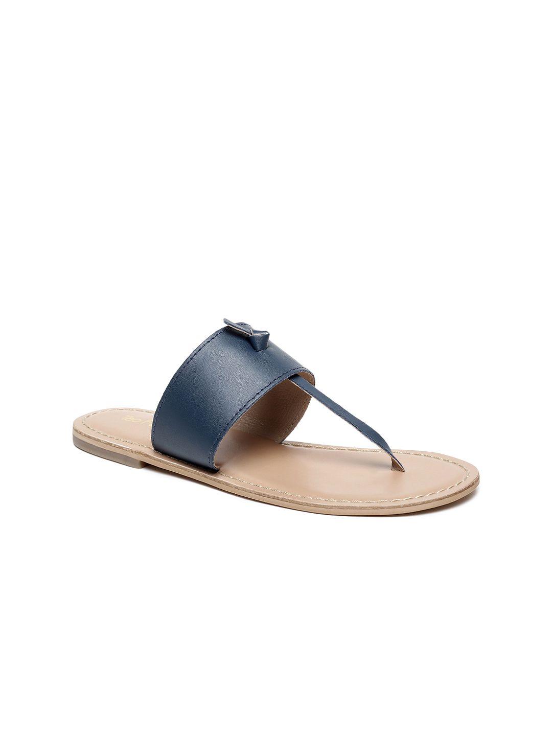 tao paris women blue solid t-strap leather flats