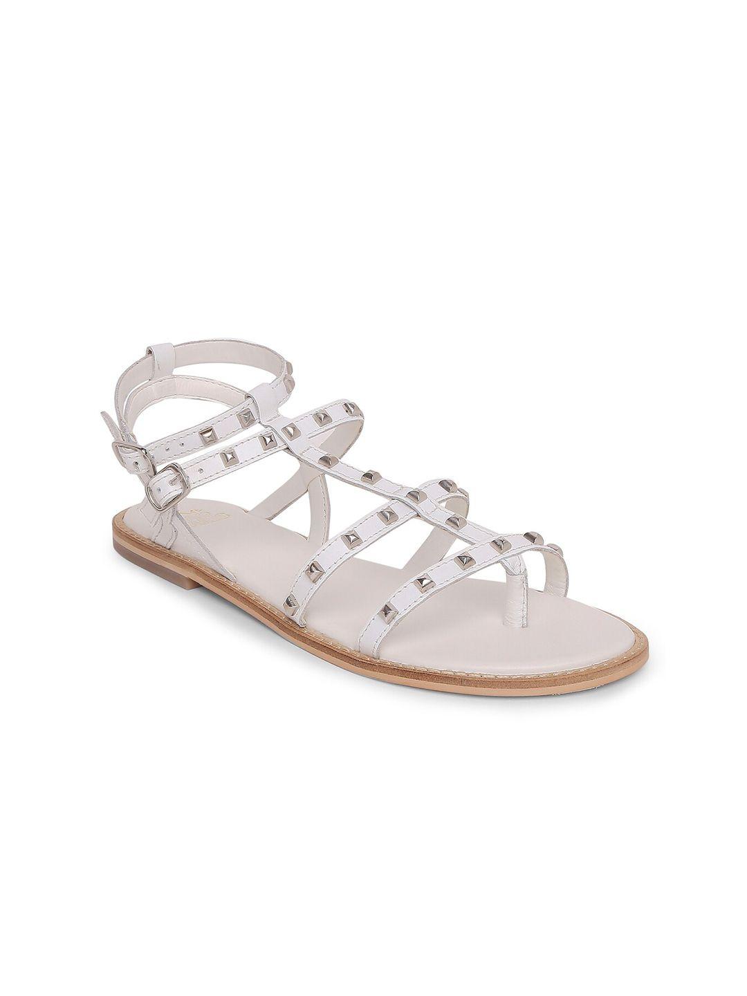 tao paris women white embellished t-strap flats