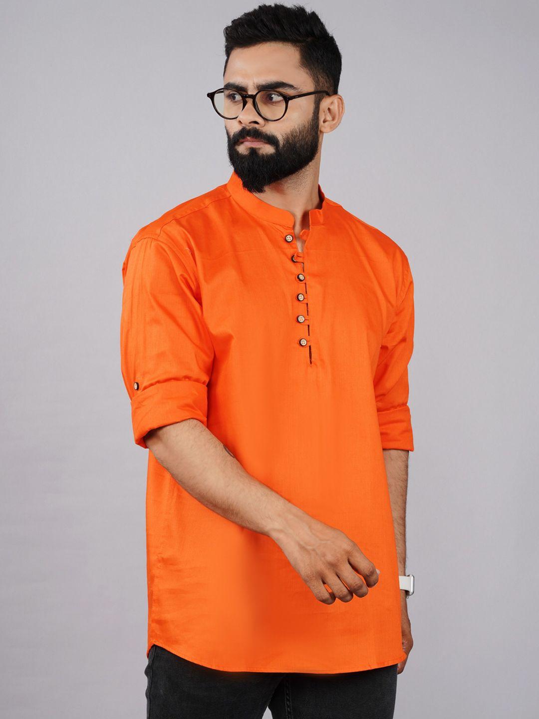 tap in men orange embroidered thread work pastels kurta