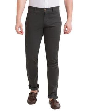 tapered fit flat front trousers