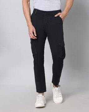 tapered fit flat-front cargo pants