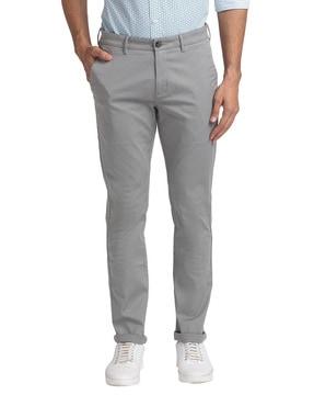 tapered fit flat-front trousers with insert pockets