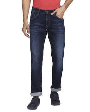 tapered fit jeans with whiskers