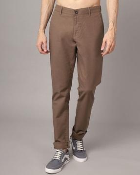 tapered flat-front trousers