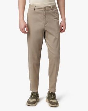 tapered leg stretchable trousers