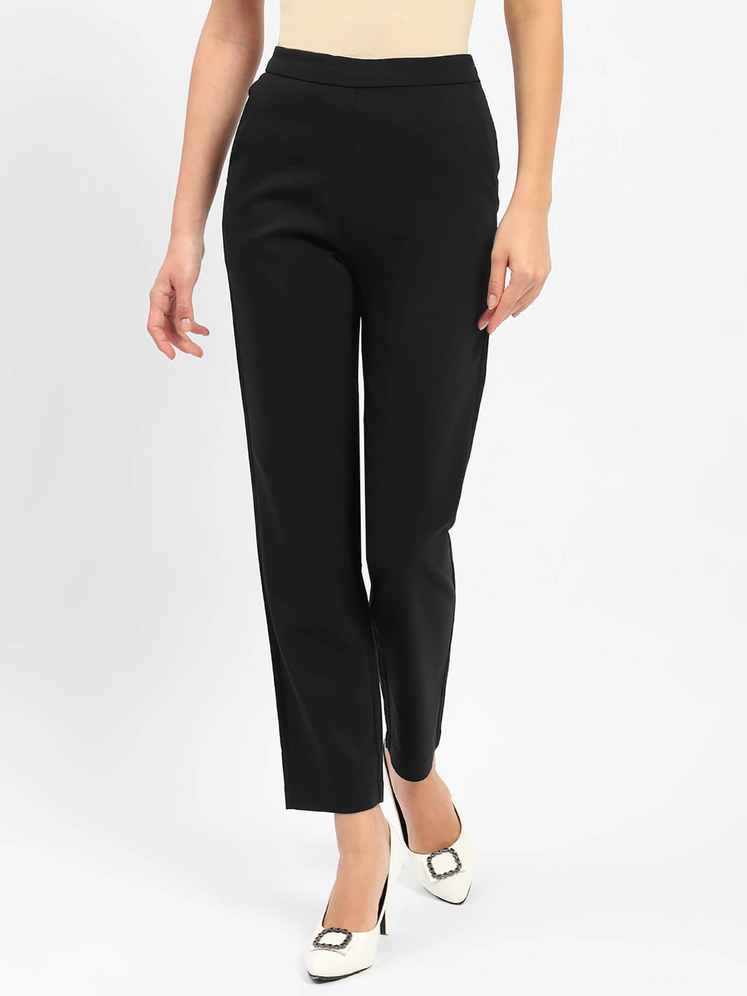 tapered fit black trousers