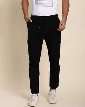 tapered fit cargo pants with drawstring waist