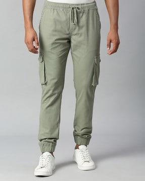 tapered fit flat-front cargo joggers