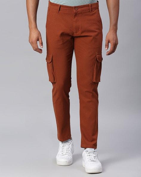 tapered fit flat-front cargo pants