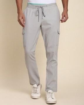 tapered fit flat-front cargo pants