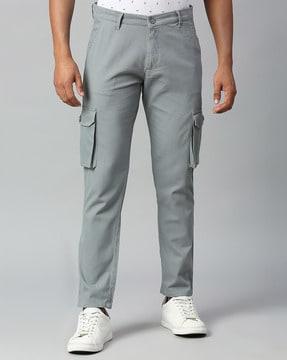 tapered fit flat-front cargo pants