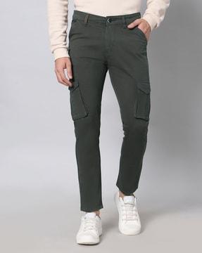 tapered fit flat-front cargo pants