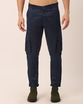 tapered fit flat-front cargo pants
