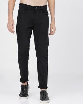 tapered fit flat-front chino trousers
