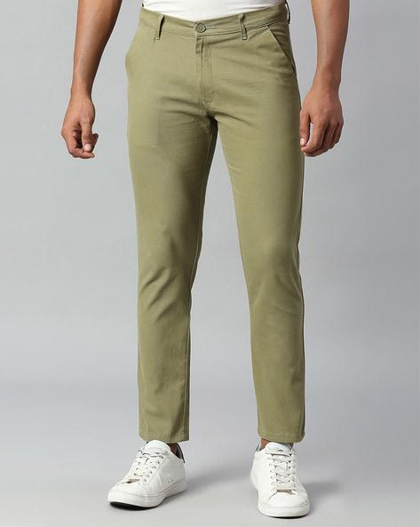 tapered fit flat-front chinos