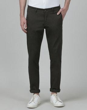 tapered fit flat-front chinos