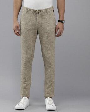 tapered fit flat-front chinos