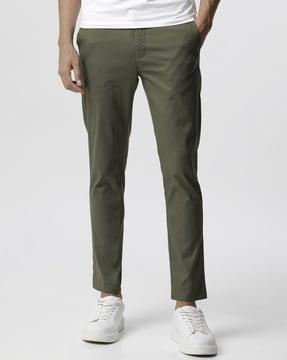 tapered fit flat-front chinos